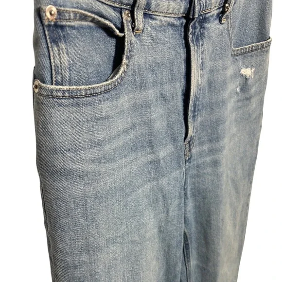 Everlane The Way High Jean Light Wash Distressed Raw Hem Size 28 - Picture 6 of 12